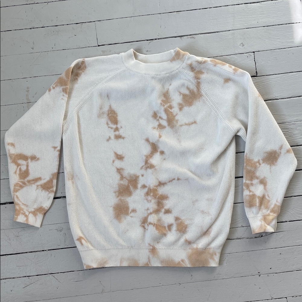 Zara Kids White and Brown Tie-Dye Sweater